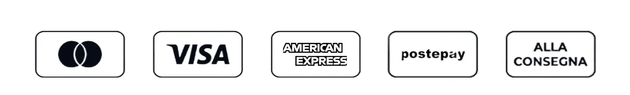 Metodi di pagamento accettati: Mastercard, Visa, American Express, Postepay, Alla Consegna